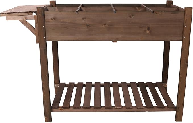ZeHuoGe Elevated Garden Bed W/Lockable Wheels Storage Shelf Drainage Holes Mobile Raised Customizable Wood Planter for Herbs Vegetables Flowers. (32 inch -2)