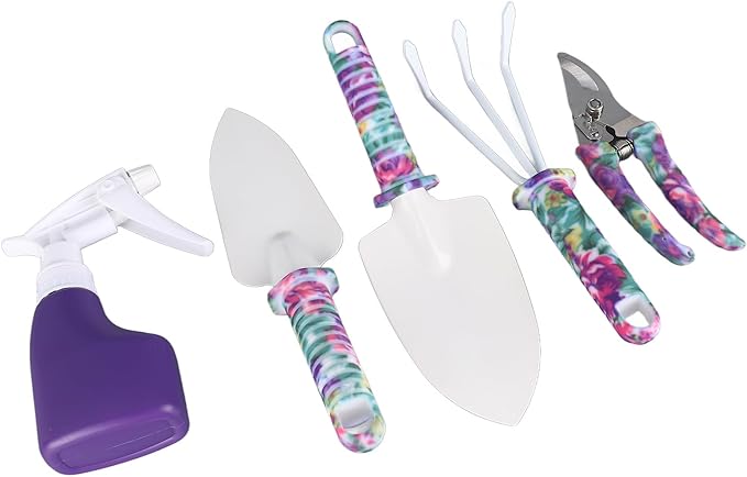 Garden Tool Set Iron and Plastic 5 Piece for Outdoor and Indoor Activities