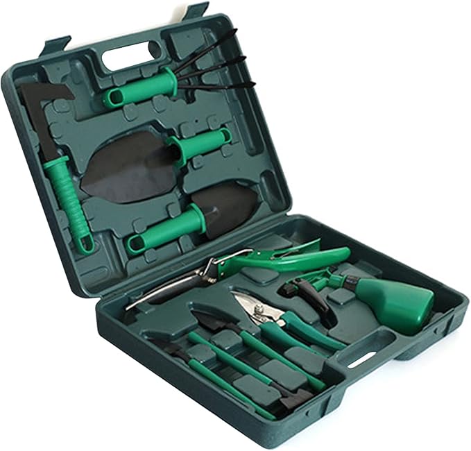 Garden Tools Kit Metal Plastic Multifunctional Complete Kit Gardening Tool Set Comfortable Hand Feel Gardening Tools for Planting Pruning ers[Green]