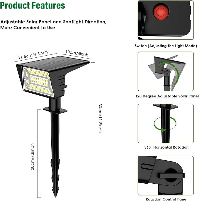 4 Pack Warm White&amp6 Pack Cool White Solar Spot Lights Outdoor with 60 LED &amp Auto On/Off Solar Lights Outdoor Waterproof IP68 with 3 Lighting Modes 2-in-1 Solars Landscape Light for Outside