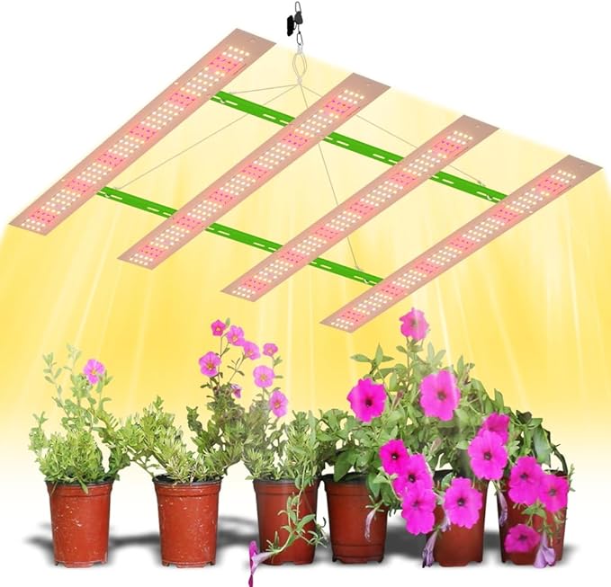 4 Heads 2400W Sunlight Full Spectrum Grow Panel-624 High-Performance LEDs Veg/Bloom Modes for Greenhouses Hydroponic Setups/Indoor Plantations Sun-Like Lighting to Boost Yield &amp Plant Vitality US