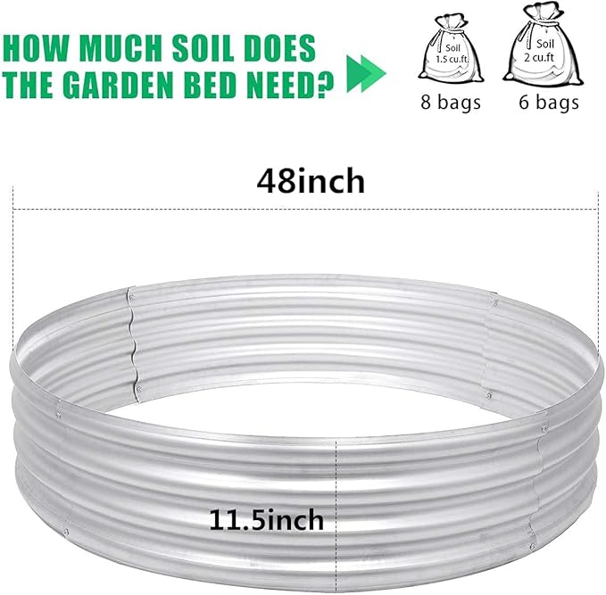 RTHG Galvanized Raised Garden Bed Kit 2-Pack 4×4x1ft Round Steel Raised Garden Planters for Outdoor Vegetable Flower Herb