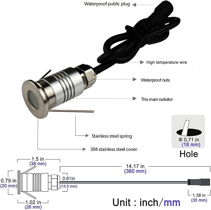 1/10PCS LED Mini In-Ground Well Light - Spotlight Led Beam Light 1W 12V DC 120° LED Beam Angle Spotlight IP67 Waterproof Recessed Outdoor Landscape Lighting(White 4000k1PCS-(DC-12V))