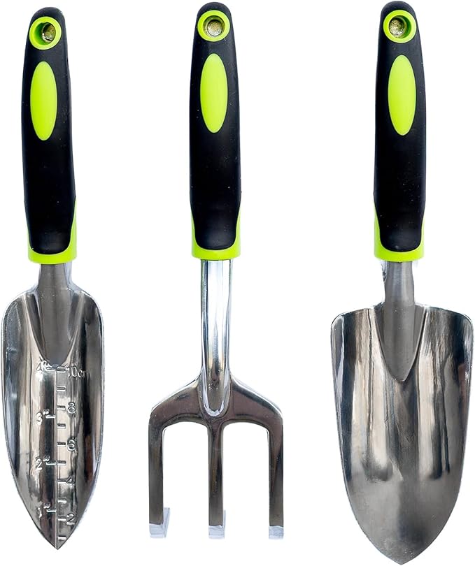 Magnetic Garden Tool Set – 3-Piece Stainless Steel Gardening Tools with Built-in Magnets Rust-Proof &amp Weather-Resistant Hand Tools for Digging Weeding &amp Transplanting