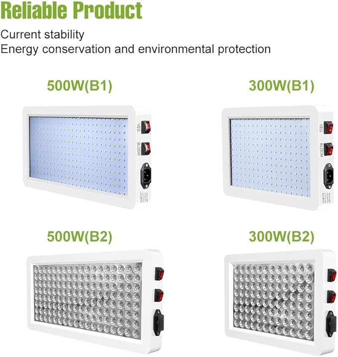 2PCS 600W Red Blue Plant Grow Lights LED Full Spectrum Supplement Lamps with Veg/Bloom Modes Dimmable Featuring UV And IR Suitable For Indoor Planting Veggies Succulents Seedlings Cultivation US Plug