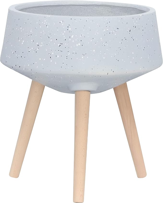S2 1115 TERRAZZO Planter W Wood Legs Gray