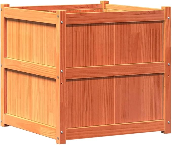 Wooden Raised Garden Bed Garden Planter Box Outdoor Wood Raised Garden Bed for Planting Plants Vegetables Wax Brown 27.6x27.6x27.6 Solid Wood Pine-239