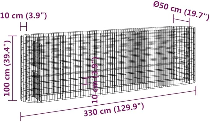 Gabion Raised Bed Gabion Cages Basket Steel Woven Gabion Net Garden Plant Above Ground Garden Boxes Outdoor Garden Galvanized Planters Metal Trough 129.9x19.7x39.4