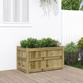 Garden Planter Natural Wood Treated Pine Wood 35.4x19.7x19.7 Inch Raised Garden Bed for Outdoor Plants Rectangular Planter Box