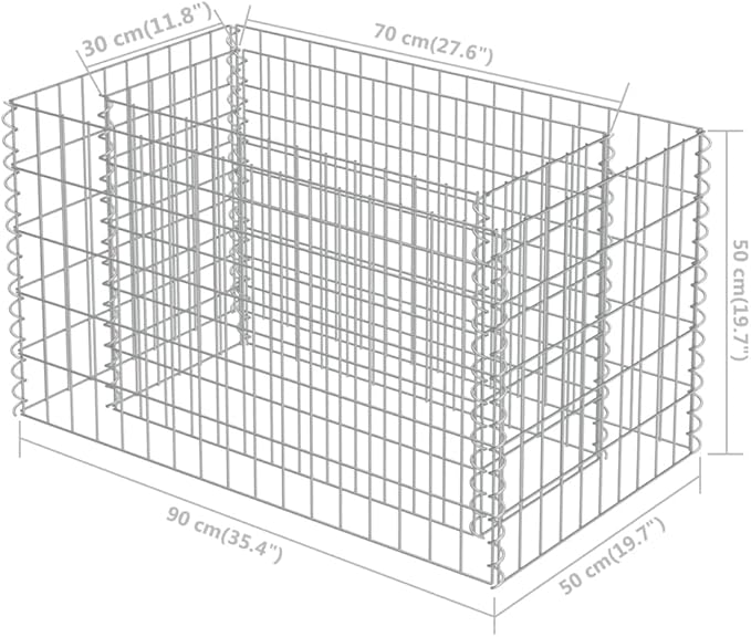 Gabion Raised Bed Galvanized SteelRaised Planter Box with Climbing Plants for Flowers Herbs and Fruits Lawns Verandas Balconies and Patios. 35.4X19.7X19.7