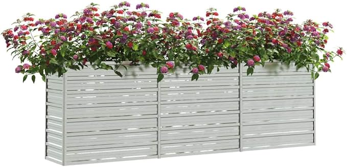 Silver Galvanized Steel Raised Garden Bed 94.5x15.7x30.3 Inch Rectangular Planter Box for Outdoor Vegetables Herbs Flowers Durable Metal Garden Bed