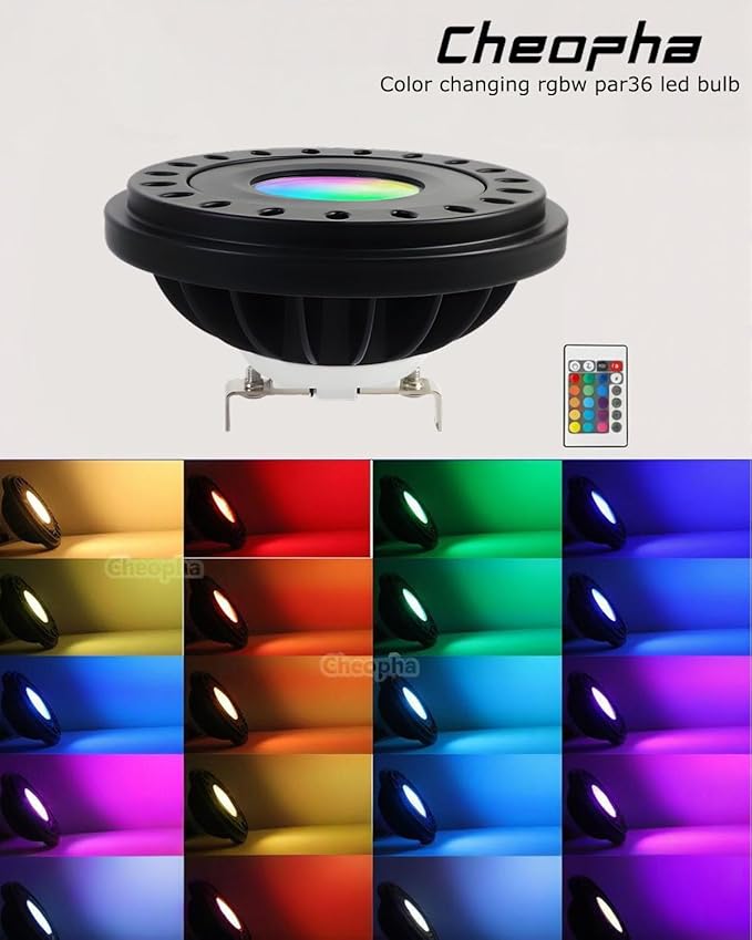 Cheopha Premium PAR36 LED Landscape Bulbs Heavy-Duty Aluminum 16 Color Presets &amp 4 Color Changing Modes IP67 Spotlights Flood Lights 7W 12V for Patio Driveway Christmas Lighting 1-Pack