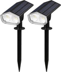 Dual Solar Panels Outdoor 24 LED Solar Landscape Spotlights IP67 for Garden Fence with Monocrystalline Silicon 6-24 Hours Working Time