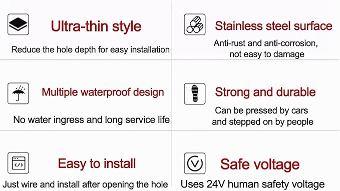 LED Outdoor Landscape Lights DC 24V Ultra-Thin Recessed Spotlights IP67 Waterproof Ground Washers