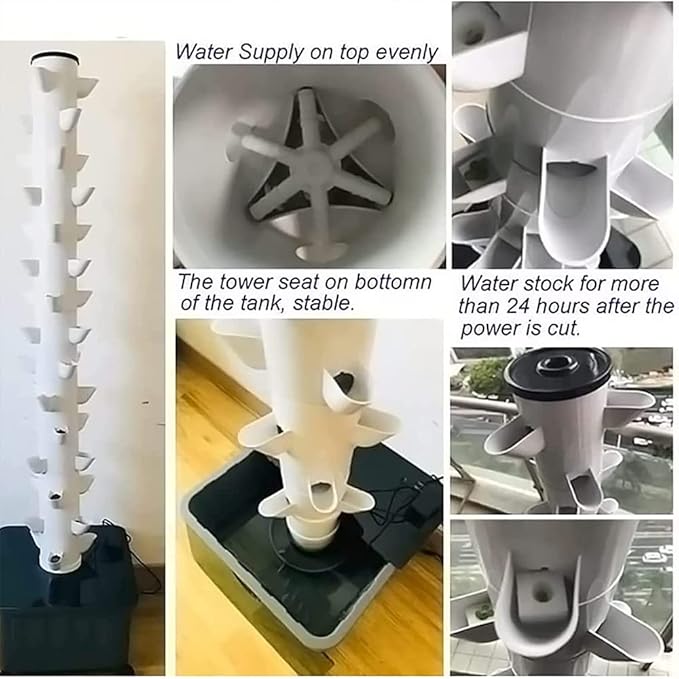 Hydroponic Tower Growing Sytem Vertical Grow Tower with Pump and Movable Water Tank 45 Plants Sites