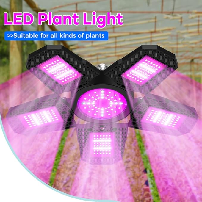 200W LED Professional Deformable Full Spectrum Lamping E26/E27 Plant Grow Lamp UV IR Foldable 5 Panels Red Blue High Lumen 100-277V Indoor Greenhouse Tent Hydroponic System Fruits Bloom Fill Light