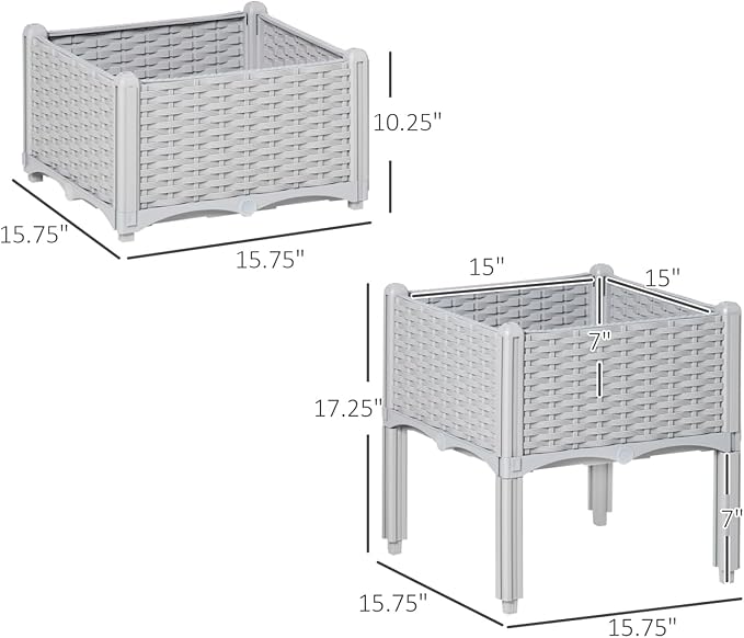 2 Piece Raised Garden Bed with Legs Self-Watering Planter Box