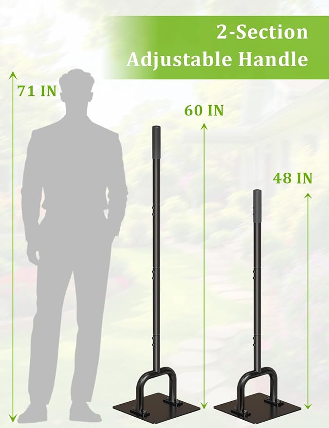 10 x 10 Heavy Duty Steel Tamper with 61 Handle Hand Compactor Tool for Soil Gravel Sand Asphalt Paver Base Driveway and Yard