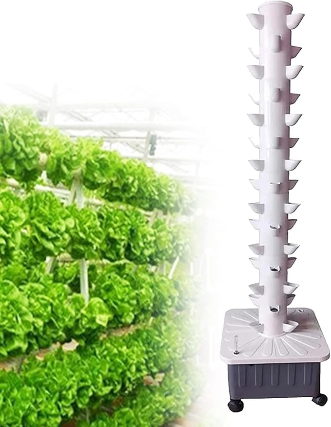 15 Floors 45 Holes Hydroponics Tower Set Hydroponic Growing System Aquaponics Growing System Hydroponics Vertical Growing System with Timer Adapter for Indoor Herbs Fruits and Vegetables