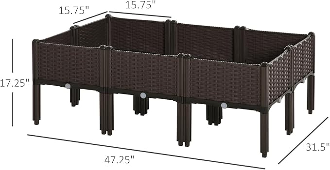 6 Piece Raised Garden Bed Kit Elevated Planter Boxes for Flowers Vegetables and Herbs