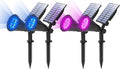 T-SUN Solar Spotlights Outdoor LED Landscape Spotlights Waterproof Lighting Auto Turn ON/Off Solar Lights Blue 2 Pack &amp Purple 2 Pack