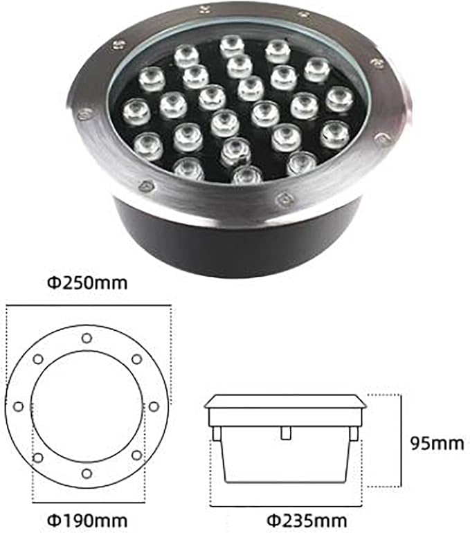 LED Landscape Lights - Outdoor Buried Lights Embedded Spotlights IP67 Waterproof Recessed Ground Lamp Garden Lawn Lamp Outdoor Buried Wall Washer SpotlightWarm White Color-24W
