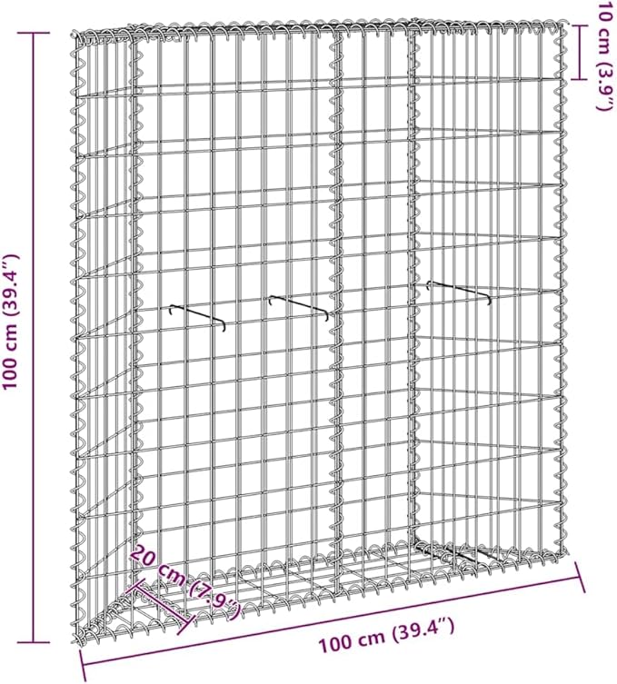 vidaXL Trapezoid Gabion Raised Bed Galvanized Steel 39.4 X 7.9 X 39.4 in Weather Resistant Planter Outdoor Modern Flower Vegetables Gardening Ideal for Spaces Planters Walls Baskets Garden Metal