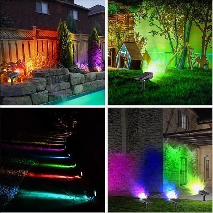 4Pcs RGB Solar Spot Lights Outdoor Garden28 LED 3 Modes IP65 Waterproof Garden Uplighters Solar PoweredAuto ON/Off Dusk Till Dawn Landscape Spotlights for YardDrivewayPathway(Sw6066-rgb10PCS)