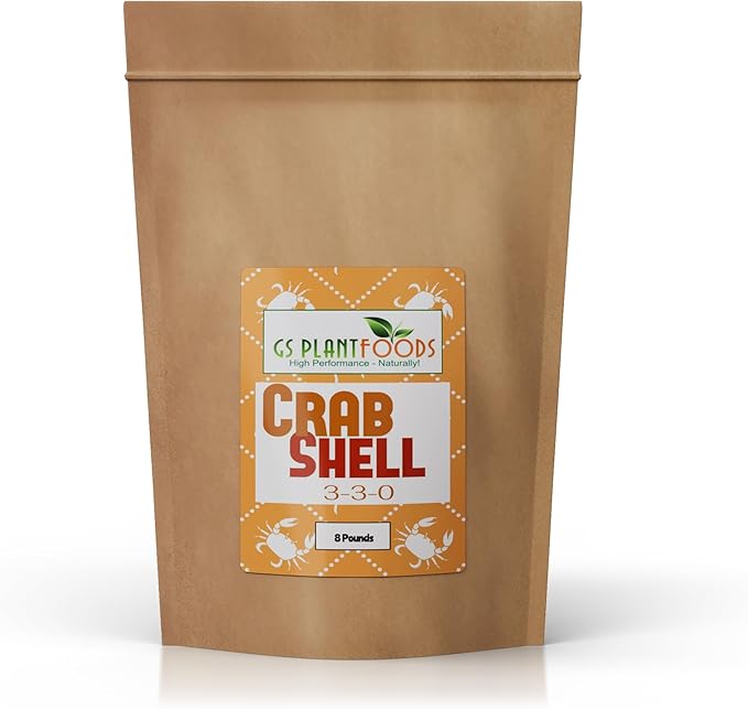 GS Plant Foods Crab Shell Natural Fertilizer Magnesium &amp Calcium Slow Release Micronutrients for Plants Tomatoes Flowers &amp Vegetables 3-3-0 8 pounds