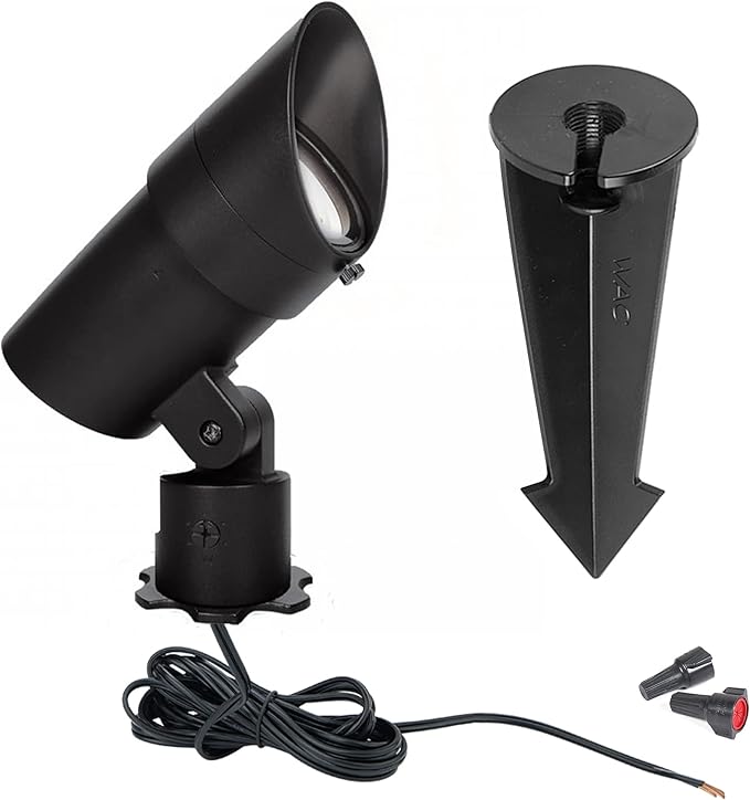 WAC Landscape Lighting LED 12V Large Size Accent Light with Adjustable Beam Angle and Integral Brightness Control 740-2300 Lumens 4000K Cool White Built-in LED in Black