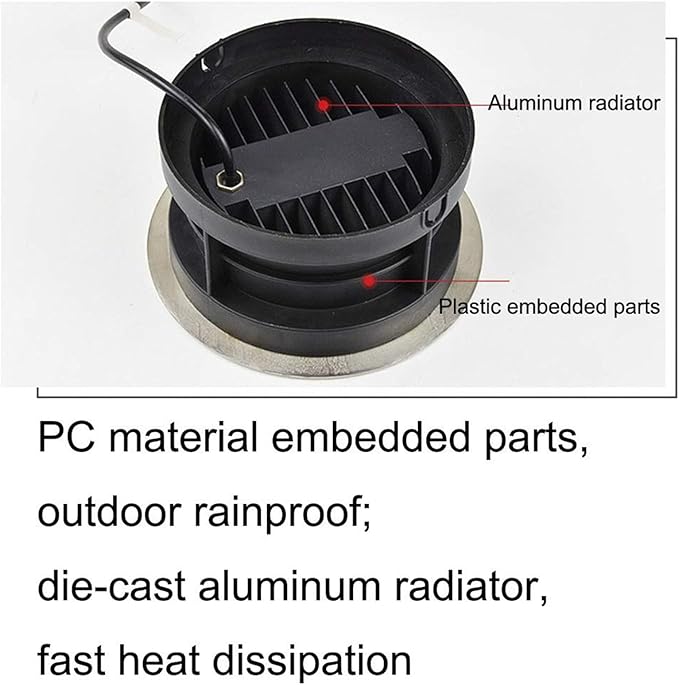 Underground Light LED 85-265V Beam LED Floodlight IP67 Waterproof Wall Washer Glare-Free Round Outdoor recessed spotlights Easy to Install Landscape Light Main Power (Green 15W)