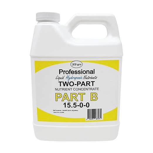 EZ-gro 5-12-26 Part A &amp 15.5-0-0 Part B Formula of Hydroponic Nutrients | Hydroponic Plant Food Suited for Hydroponic and Soil Based Applications | Liquid Plant Food 1 QT of Each
