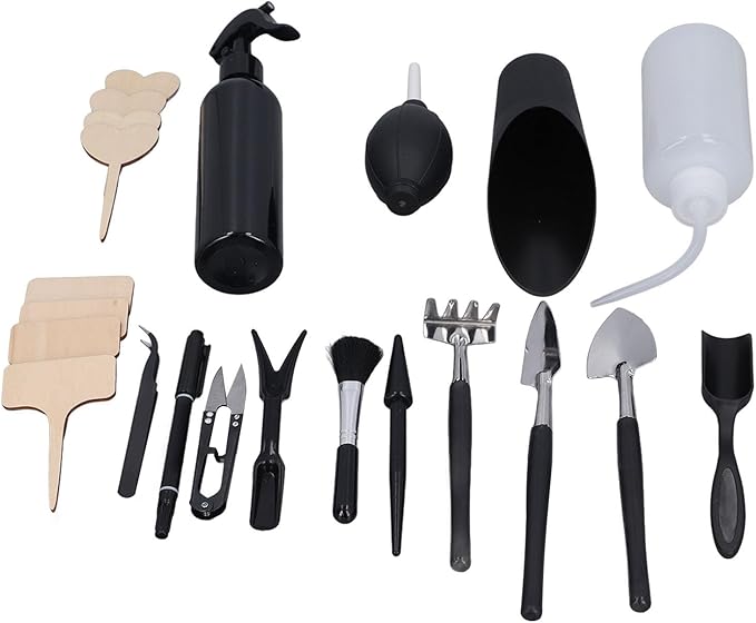 23pcs Succulent Tools Transplanting Tools Miniature Succulent Hand Tools Set with Plant Potting Tarp Mat for Bonsai Plant Small Indoor Plant