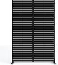 Metal Privacy Screen 72 H x 47.2 Decorative Outdoor Privacy Screen Privacy Panel with Stand for Balcony Deck Patio Lawn Garden Privacy Fence (Black-Louvered)