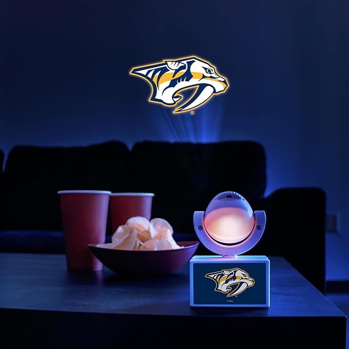 Sporticulture NHL American Hockey Nashville Predators LED Mini Spotlight Projector – 6 Team Logos Portable &amp USB Rechargeable – for Game Day Parties Dorm Rooms &amp More (No Button Batteries Re