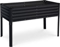 Galvanized Raised Garden Beds Outdoor with Legs // 48×24×31in Elevated Planter Box for Vegetables Flowers (Black) // Large Metal Garden Bed for Backyard Patio Gardening