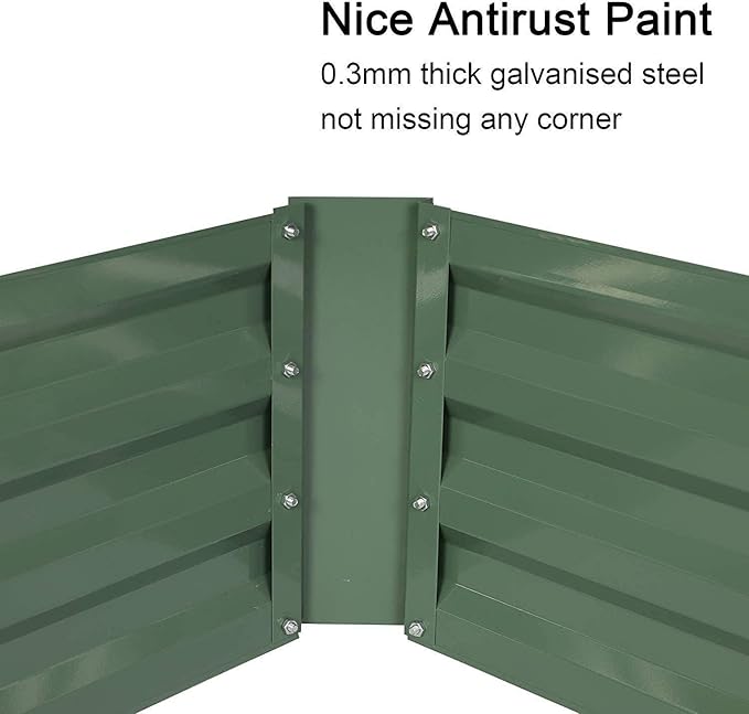 Raised Garden Bed Steel Planter Box Galvanized Anti Rust Coating Planting Vegetables Herbs and Flowers for Outdoor