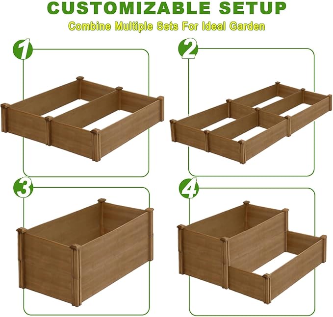 PetsCosset 8x2Ft Raised Garden Bed – Planter Box for Outdoor Plants Fir Wood Garden Beds for Vegetable Herb and Flower Cultivation – Easy Assemble