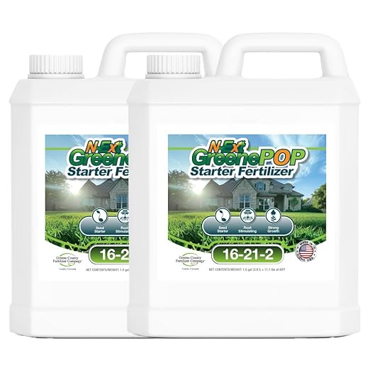 16-21-2 GreenePOP Liquid Starter Fertilizer - 2 Gallon Pack (256 oz = Covers up to 17000 sq ft) Bio-Stimulant with Sea Kelp and Humic Acid for Lawns