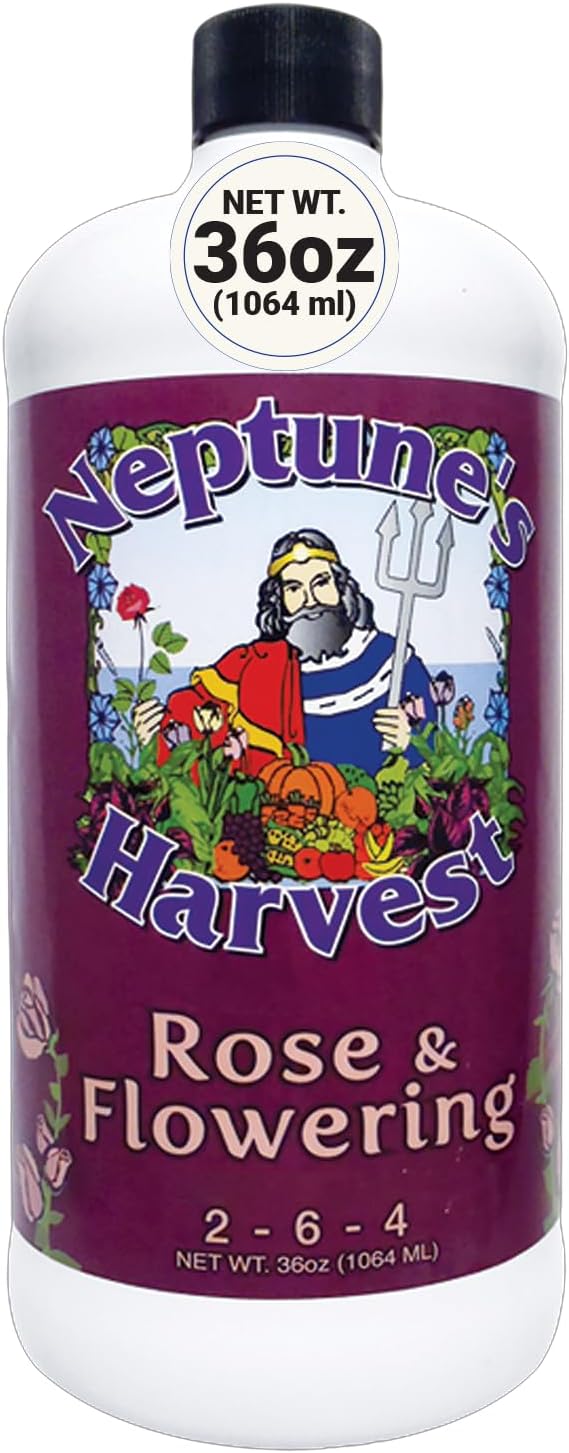 Neptune's Harvest Rose &amp Flowering Fertilizer (2-6-4) - 36oz Bottle - Organic Liquid Food for Vibrant Blooms &amp Growth - Promotes Healthy Foliage - Ideal Fertilizer for Indoor &amp Outdoor Use