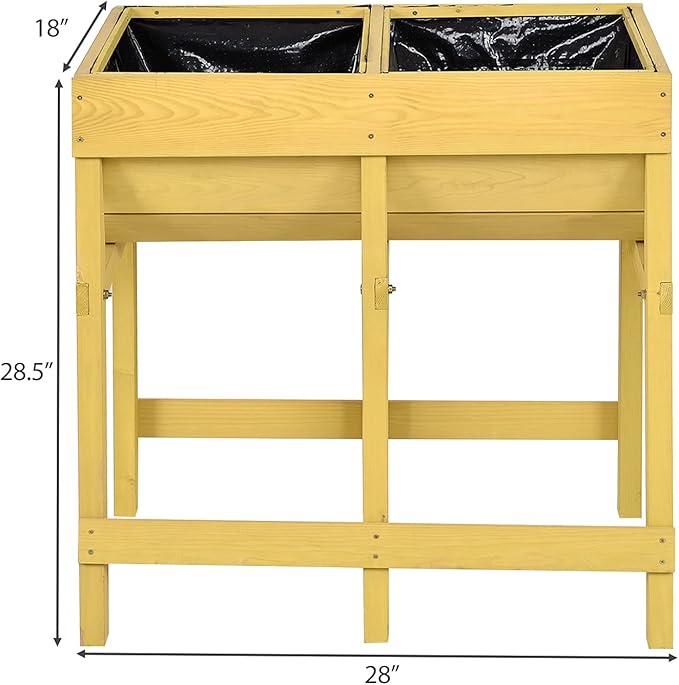 Giantex Raised Garden Bed Elevated Wood Planter Stand Garden Grow Box Kit W/Legs for Vegetable Flower Herb - Outdoor Planter W/Shelf for Garden Patio Backyard - Natural