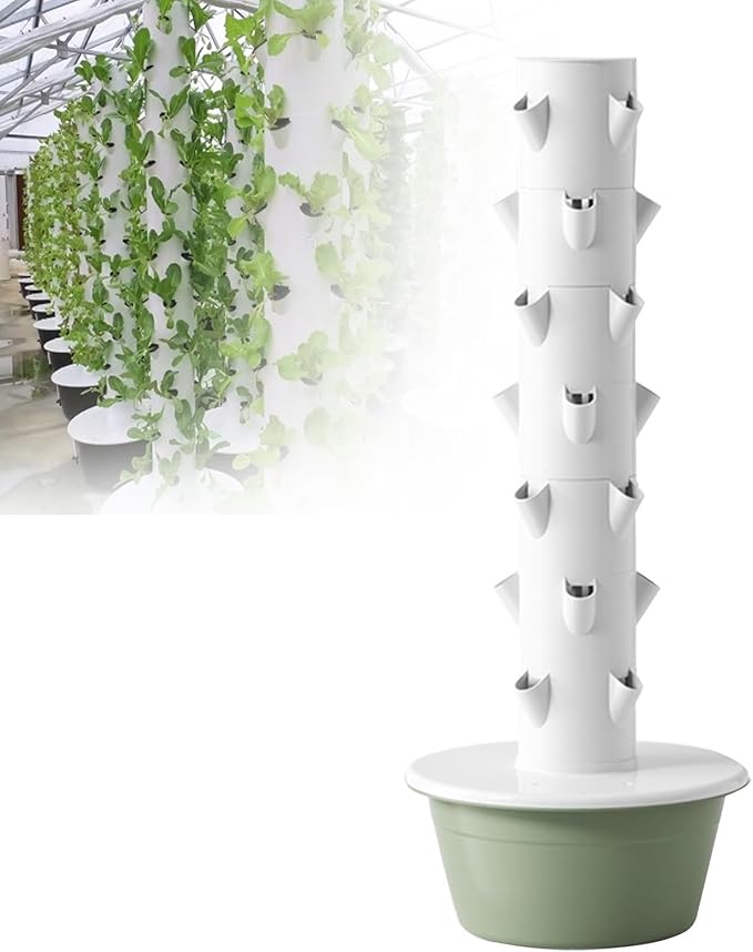 Vertical Hydroponic TowerHydroponic Growing Tower with TankHydroponic Germination Kitwith Hydrating Pump Adapterfor Indoor Herbs Fruits and Vegetables7Layers