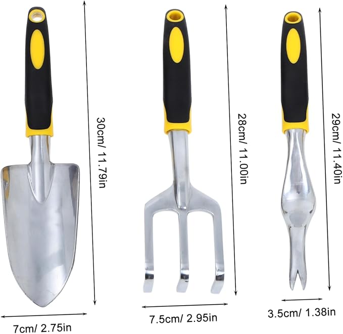 Mikikit 1set Multi-use Garden Tool Set Gardening Shovel Trowel Hand Fork and Rake for Efficient Planting and Soil Cultivation Lightweight and Portable