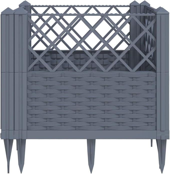 Garden Planter with Pegs Garden beds Outdoor Garden Raised Beds Standing planters Planter Boxes Suitable for Courtyard Orchard Corridor Nursery Blue Gray 17.1x17.1x17.1 PP