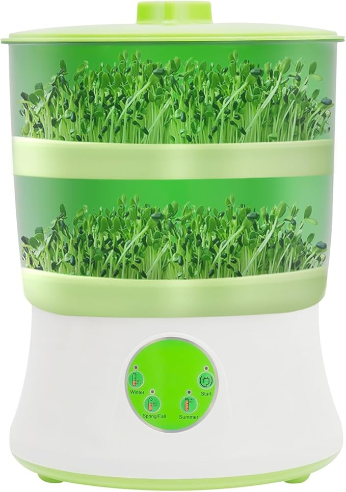 Bean Sprouts Machine2 Layers Automatic Sprouts Growing kit w/3 Seasonal Modes Also for SoybeanMung BeanRed BeanRadish