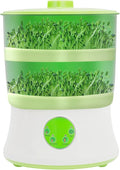 Bean Sprouts Machine 110V 2 Layers Smart Automatic Bean Sprouts Maker with 3 Seasonal Modes &amp 360° Rotating Spray Bean Sprouts Growing kit for Radish Cabbage Vegetable Seedlings