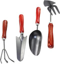 4pcs Gardening Tool Set with Hand Trowel Narrow Spade 3-Claw Rake and Dual-Purpose Hoe for Planting and Potting Mini Garden Shovel Kit for Backyard and Indoor Use
