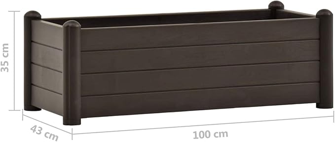 ZEYUAN Garden Raised Bed Planter Raised Beds Raised Planter Box Planters for Outdoor Plants Garden Beds PP Mocha 39.4x16.9x13.8