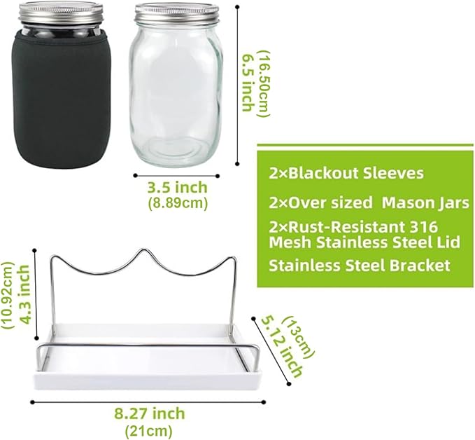 Bean Sprouts Grow Kit Air Circulation and Drainage Multipurpose Sprouts Growing Kit with 2 Bottles for Beans Alfalfa Seeds