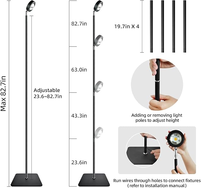 20W Full Spectrum Grow Light Daylight 3000LM High PPFD&ampCRI COB LED Floor Lamp with 6/8/12H Timer Adjustable Height (28-83) &amp Angle Grow Lights for Indoor Plants Succulents &amp Flowers